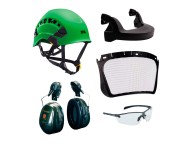 KIT casco Petzl con visera de malla, gafas y orejeras Peltor