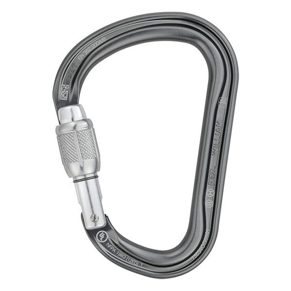 Mosquetón WILLIAM de Petzl con forma de pera y cierre de rosca.
