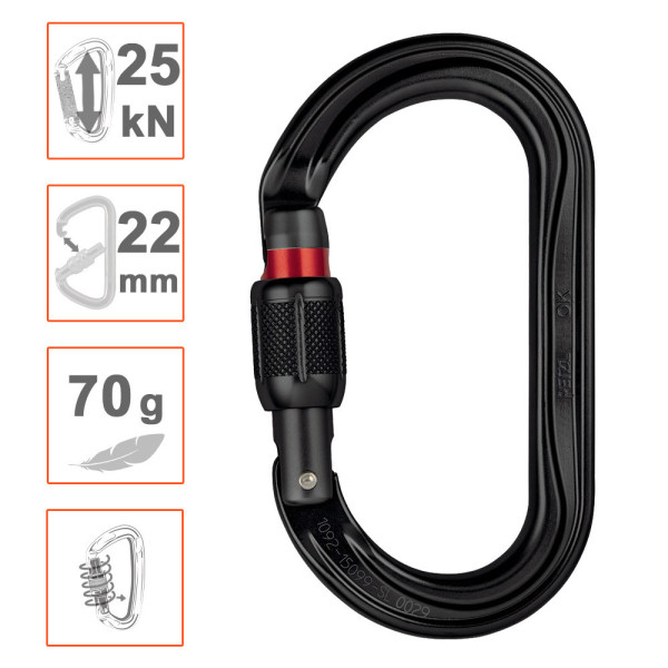 OK Screw Lock. Mosquetón de aluminio con cierre de rosca. Petzl