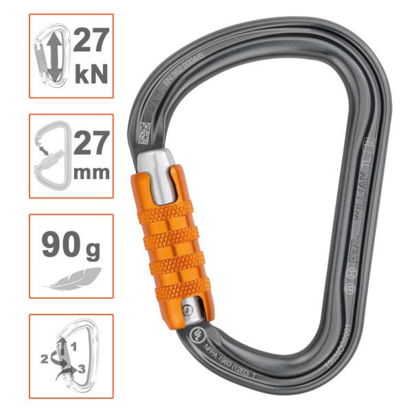 Mosquetón forma pera automático WILLIAM Triact Petzl.