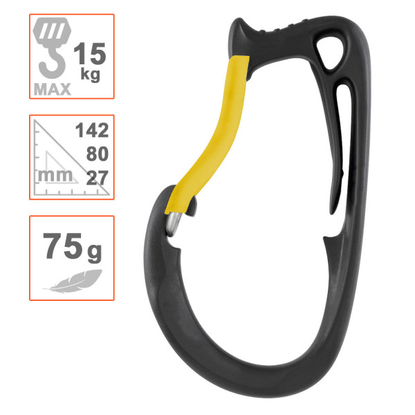 Mosquetón CARITOOL L 15kg de Petzl portamaterial para arneses