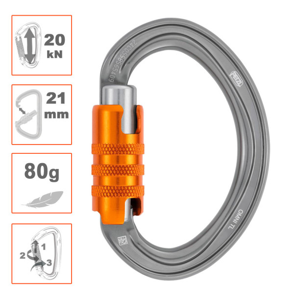 Mosquetón semicircular multidireccional OMNI Triact de Petzl