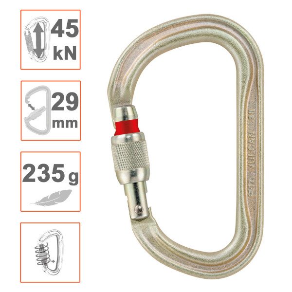 Mosquetón gran resistencia 4500kg de acero VULCAN Screw de Petzl