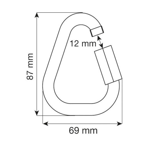 Conector triangular maillón Delta 10 para uso anticaídas.