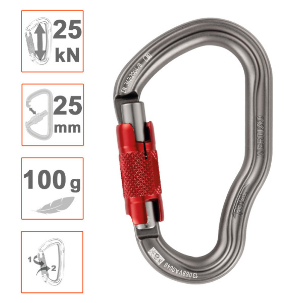 Mosquetón de aluminio VERTIGO Twist Lock para cabo asimétrico
