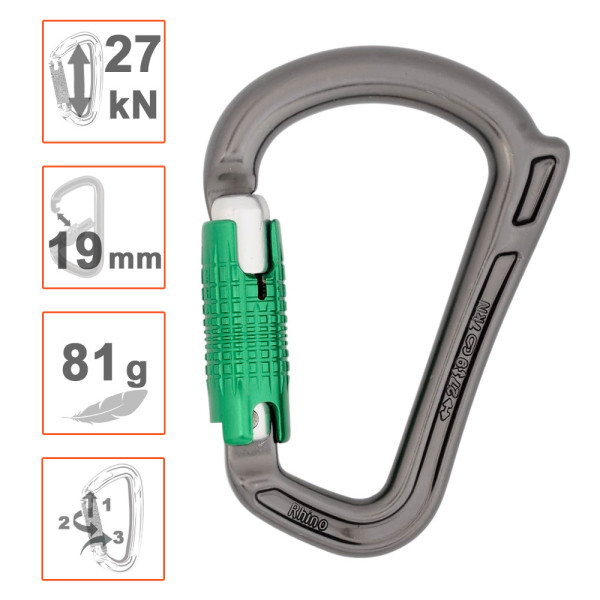 Mosquetón HMS Rhino DMM. Cierre automático triple cuerno antigiro