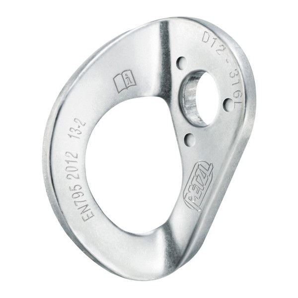 Plaqueta COEUR de Petzl en acero inox, para anclaje de personas. 2