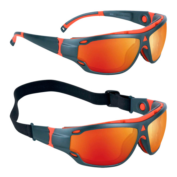 Gafas de seguridad BLOW espejo rojo. Protección antirrayaduras