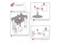 Adaptador de botones para ensayar espárragos y varillas roscadas
