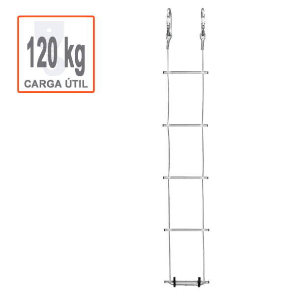 Escalera de cable enrollada. Anchura 16 cm. Varias longitudes