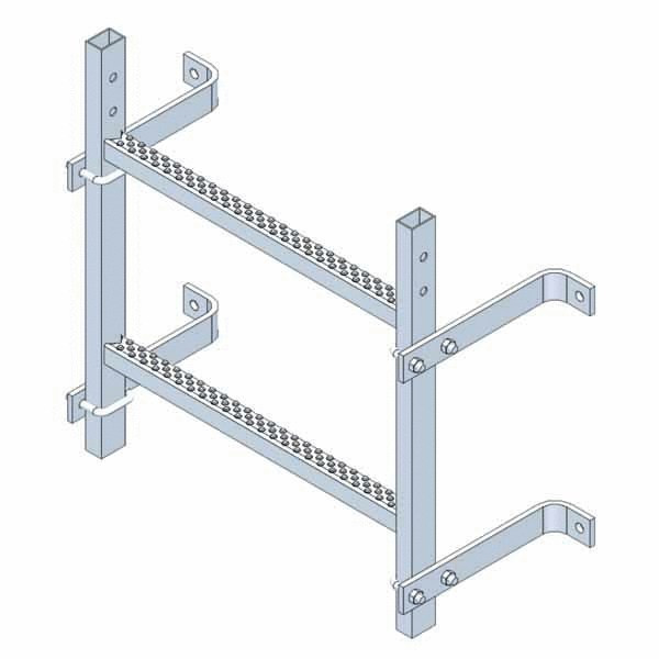 Tramo de escalera galvanizada. 600mm sin aros quitamiedo