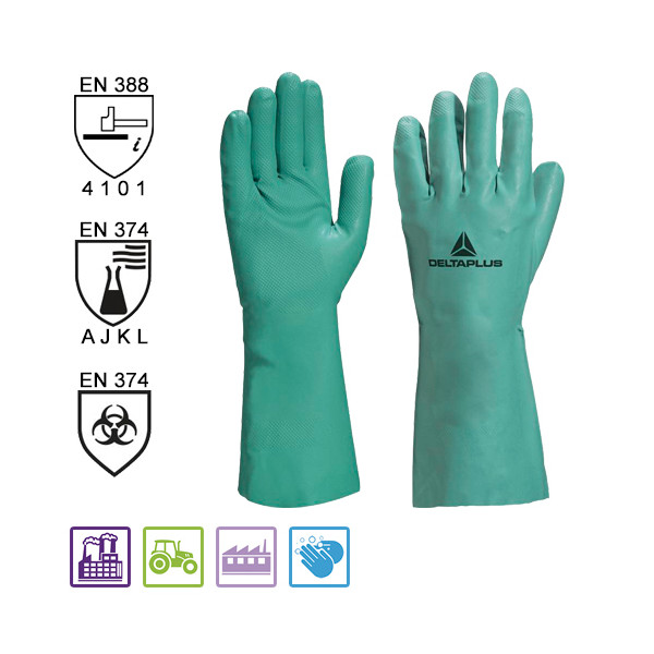 Guantes de nitrilo con protección química. Apto para desamiantado