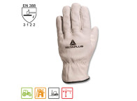 Guantes de piel flor tipo americano. Cuero bovino color blanco.