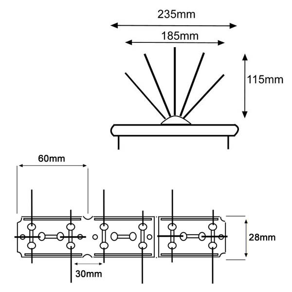 Quintuple pincho 18,5cm base inox - Protección antipalomas 23,5cm 2