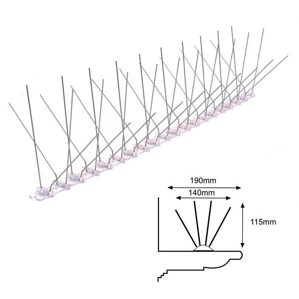 Cuadruple pincho 14cm anchura - Protección antipalomas 19cm
