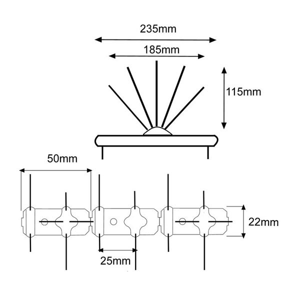 Quintuple pincho 18,5cm anchura - Protección antipalomas 23,5cm 2
