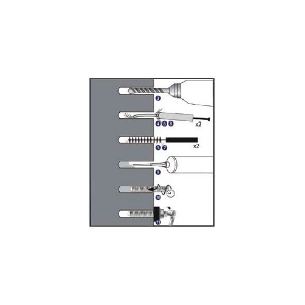 Kit con 3 cepillos de limpieza de taladros para anclajes químicos