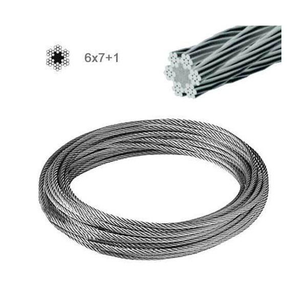 Cable de diámetro 2mm en acero galvanizado con trenzado 6x7+1