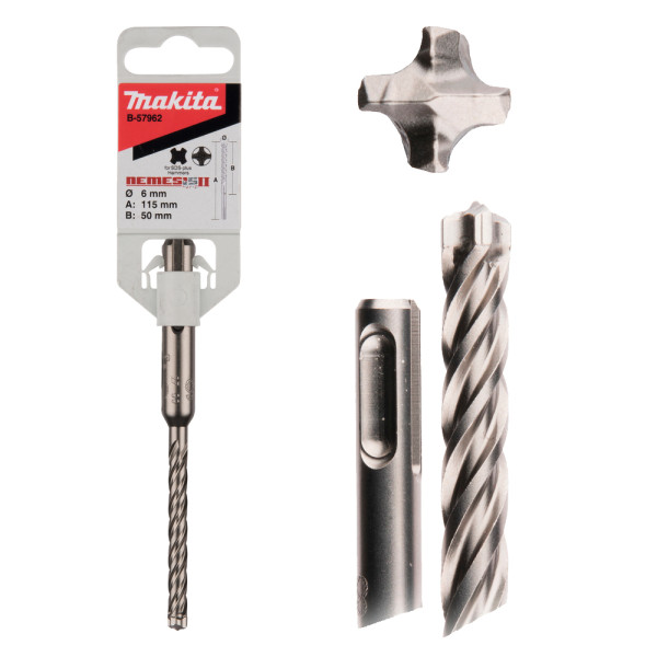 Broca Nemesis 6mm Makita para hormigón B-57962 Longitud 115mm