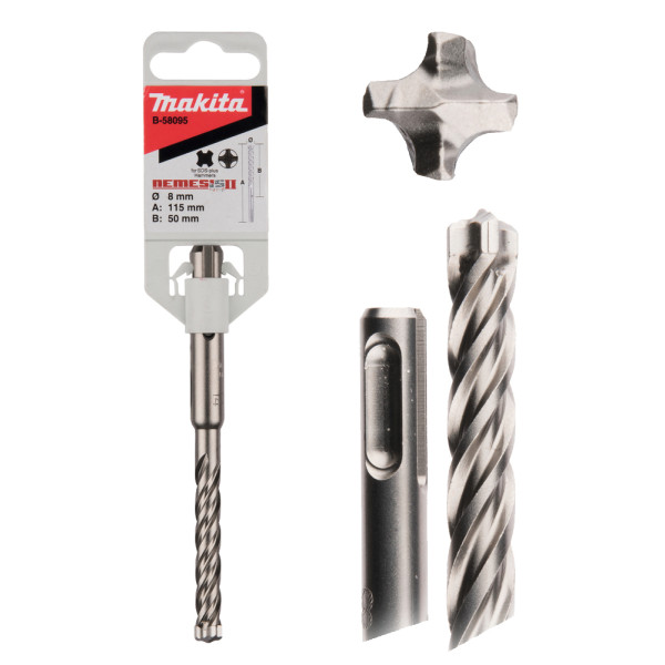 Broca Nemesis 8mm Makita para hormigón B-58095 Longitud 115mm