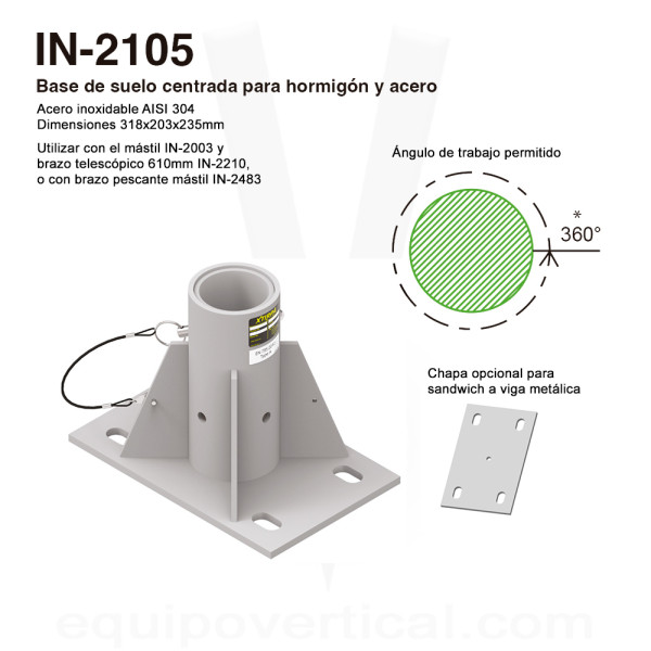 Pedestal centrado para brazo 610 mm rescate espacios confinados