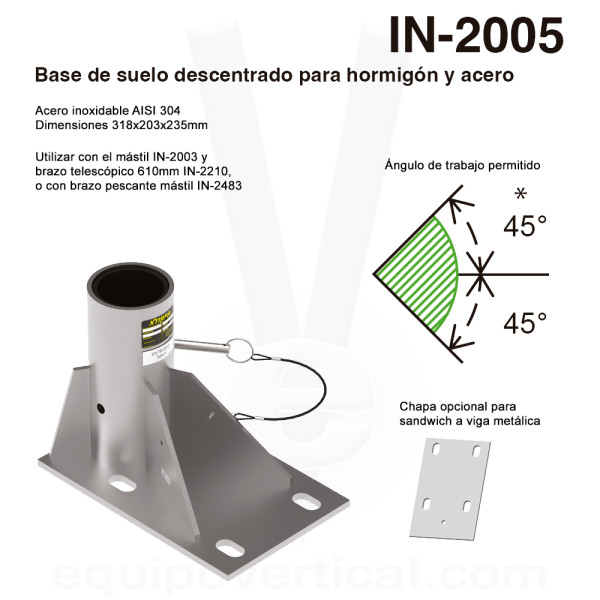 Pedestal descentrado para brazo 610 mm rescate espacio confinado