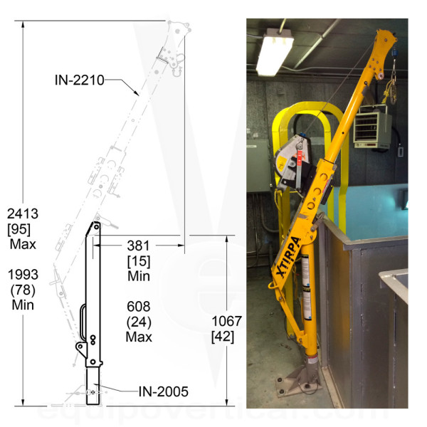 Pedestal descentrado para brazo 610 rescate espacio confinado 2