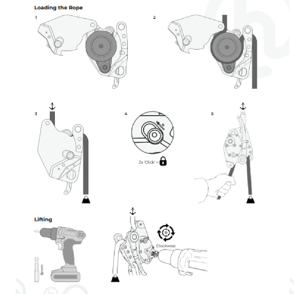 DW3 elevador de personas y material por cuerda mediante taladro