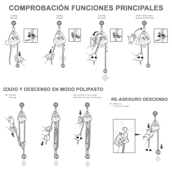 Descensor MAESTRO para rescate por cuerda con polea bloqueadora
