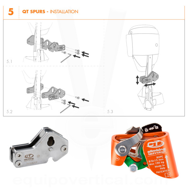 Soporte QT SPURS para ascendedor de pie QUICK TREE sobre espuelas 2
