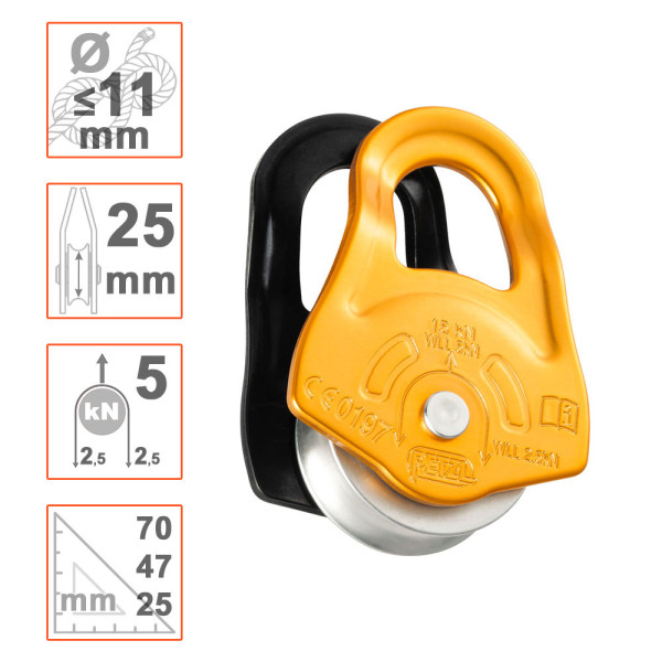 PARTNER Polea de placas oscilantes Petzl con rodamiento de bolas