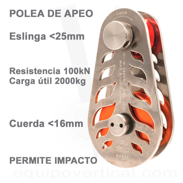 Polea de apeo inoxidable para poda y tala de árboles. CMU 2000kg. 2