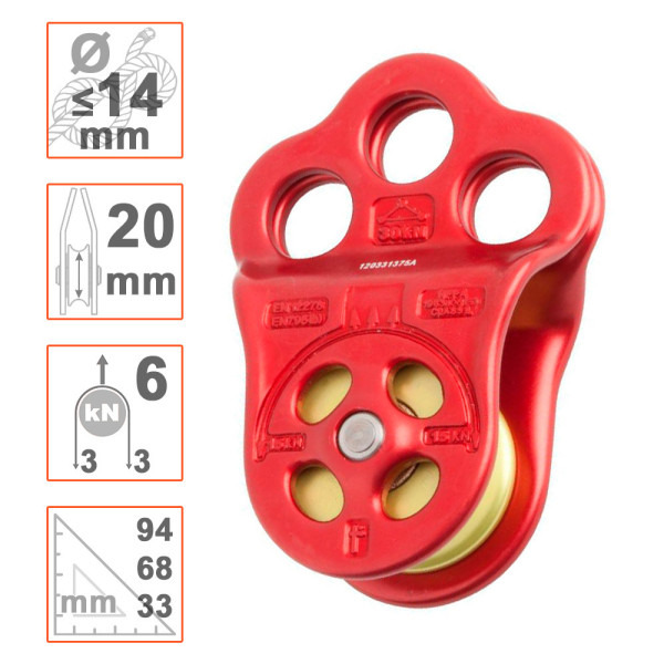 Polea placas oscilantes HITCH CLIMBER de DMM con triple enganche