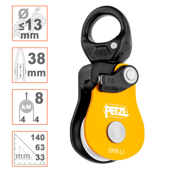 Polea Spin L1 eslabón giratorio. Polipasto/Rescate/Poda. Petzl