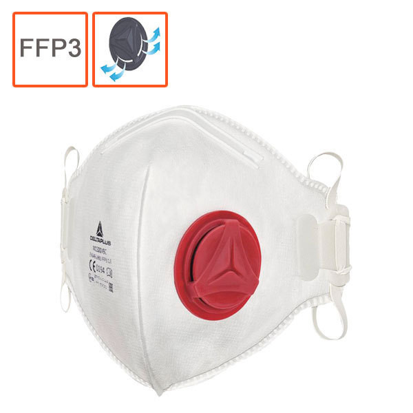 Mascarilla autofiltrante FFP3 con válvula y clip nasal de ajuste