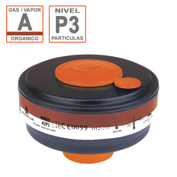 Filtro A2P3 Delta para partículas, gases y vapores orgánicos