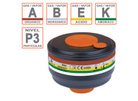 Filtro ABEK2P3 Delta para mayoría de partículas, gases y vapores.
