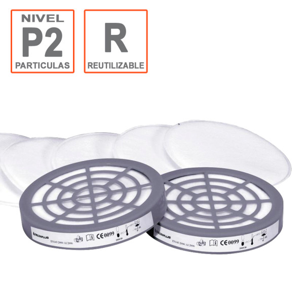 Prefiltros P2 para semimáscara 6200 Delta. Protección partículas