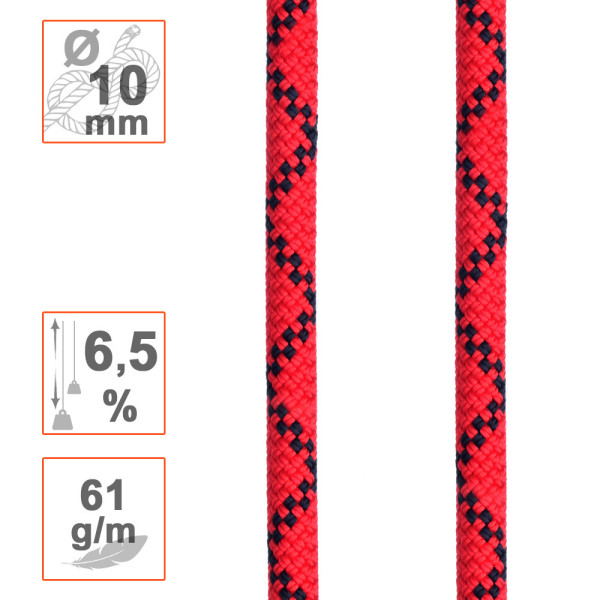 Cuerda dinámica Ø10mm DYNAFLEX roja ideal para cowtail Irata