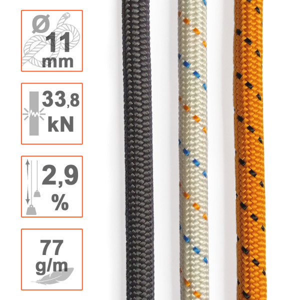 Cuerda de Ø11mm TITANIA muy resistente y ligera. Funda reforzada.