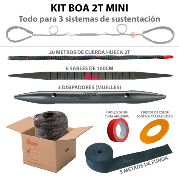 Kit BOA 2T con 3 conjuntos de sustentación y sujeción de árboles