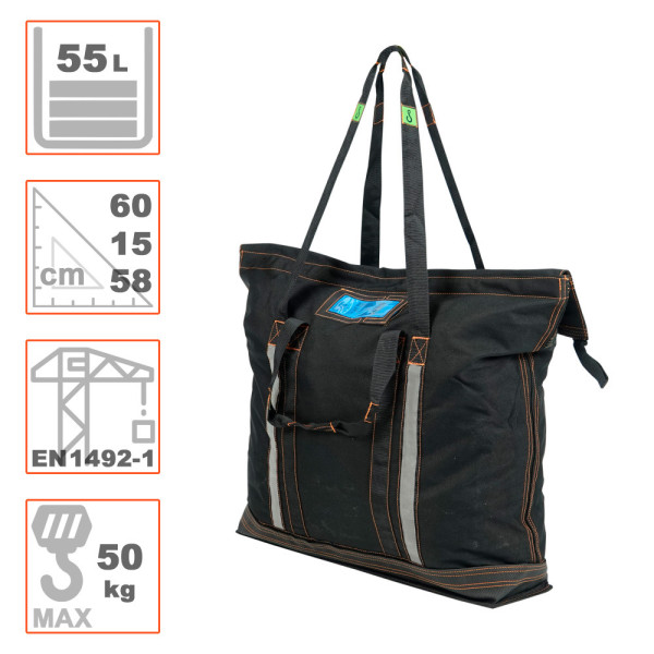 Saca negra 2535 de 55Lcon 2 alturas de asa para izado. Carga 50kg