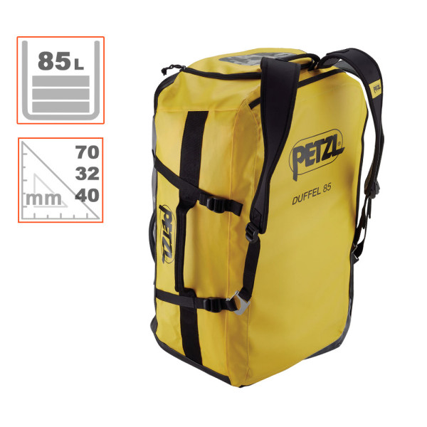 Mochila DUFFEL 85L Petzl con asas, hombreras y gran apertura 2