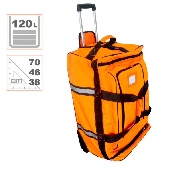 Bolso 120L tipo trolley con ruedas para transportar equipamiento