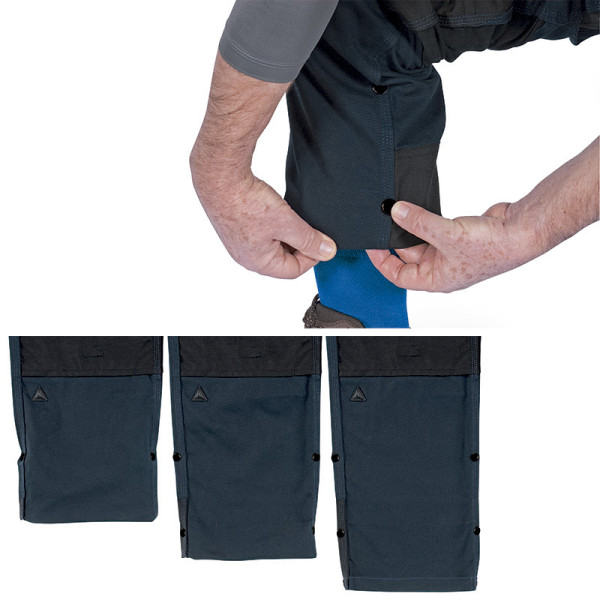 Pantalón de trabajo gris MOPA2 de 97% algodón y 3% elastano.