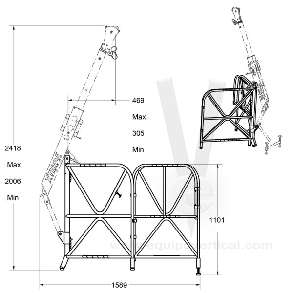 Kit brazo pescante Xtirpa con barandilla autoportante IN-8002