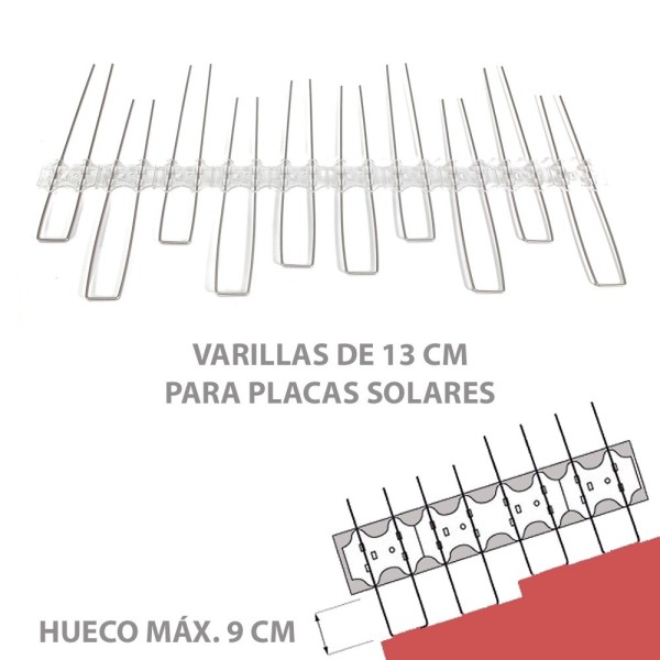 Varillas 13cm para tapar huecos bajo paneles fotovoltaicos.